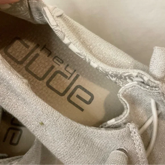 Hey Dude Shoes Womens 7 Wendy Stretch Sparkling White Mocs Laced - Picture 6 of 11